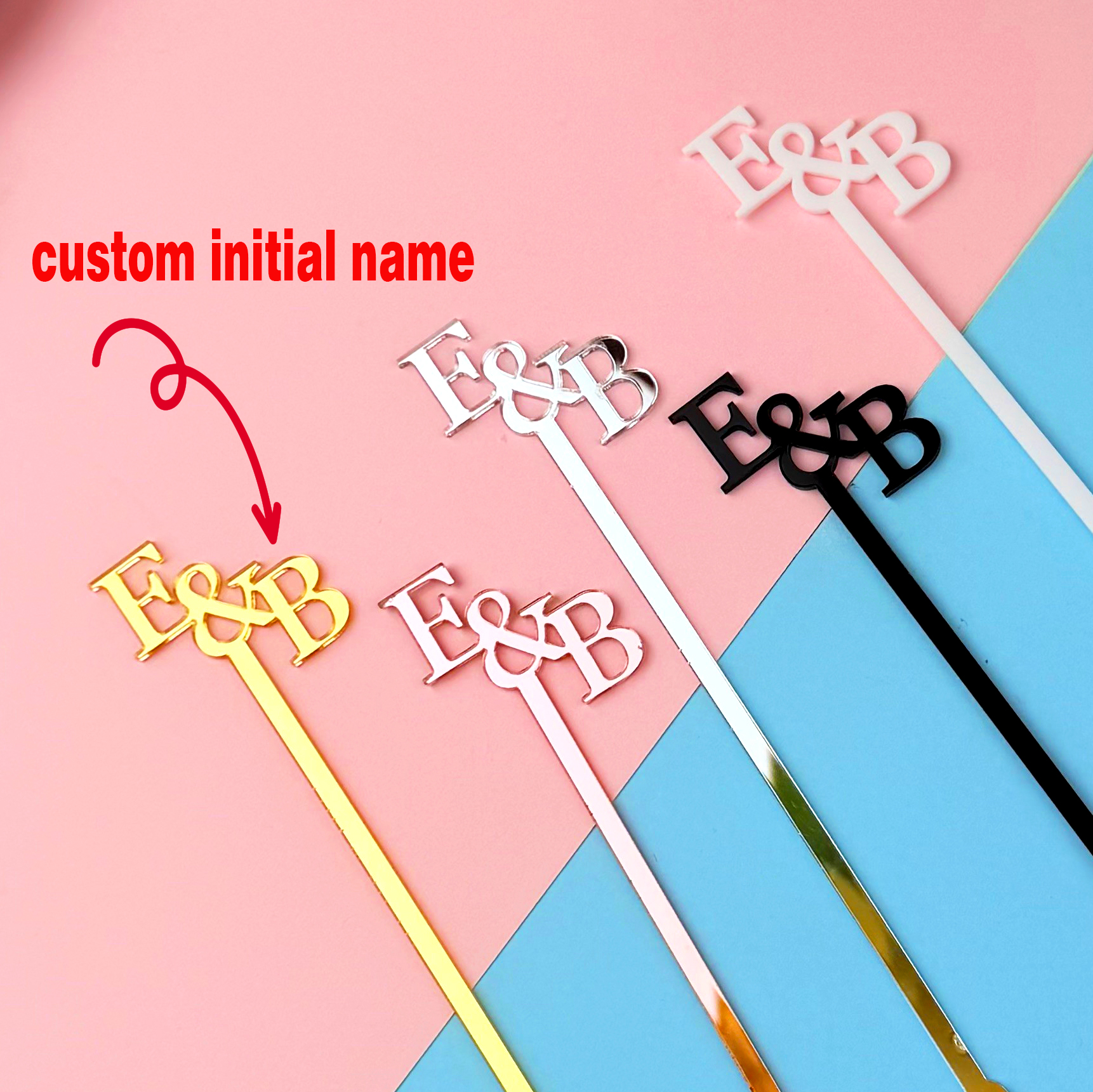 Centerpiece Stick - 20pcs/50pcs Custom Initial Name Favor Personalized