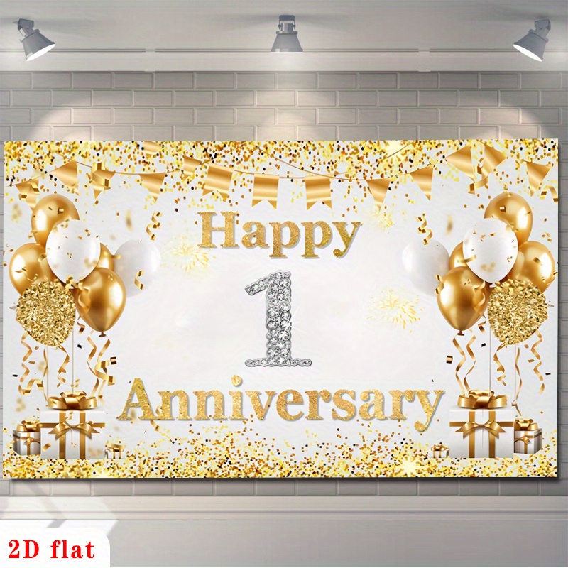 2D Flat Gold White Happy 1st A – обзор и цена Party Banner Gold