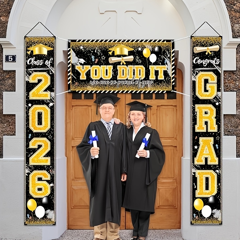 2D 3Pcs 2026 Graduation Banner – обзор и цена Party Banner Gold