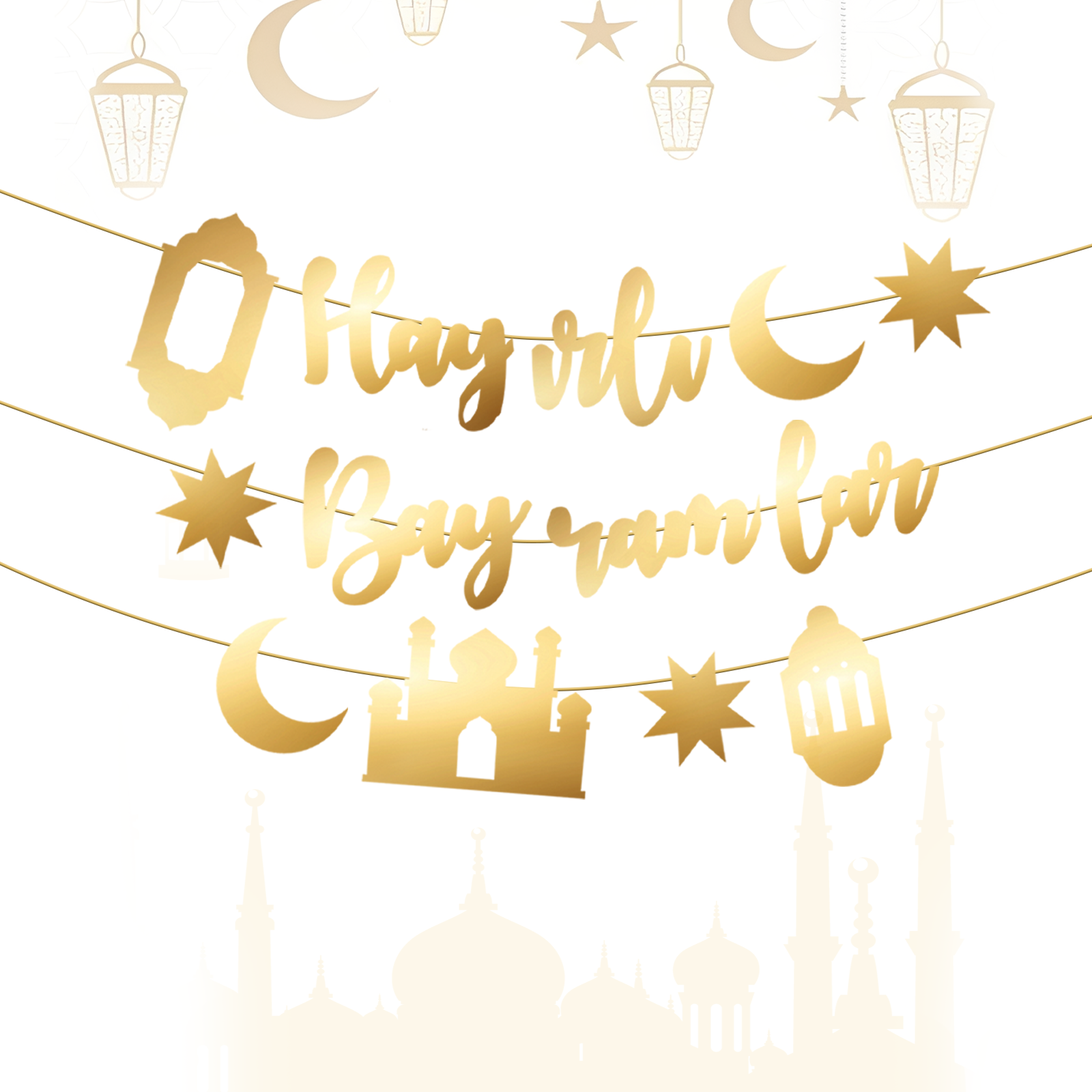 Hayirli Bayramlar Garland Deco – обзор и цена Party Banner Gold