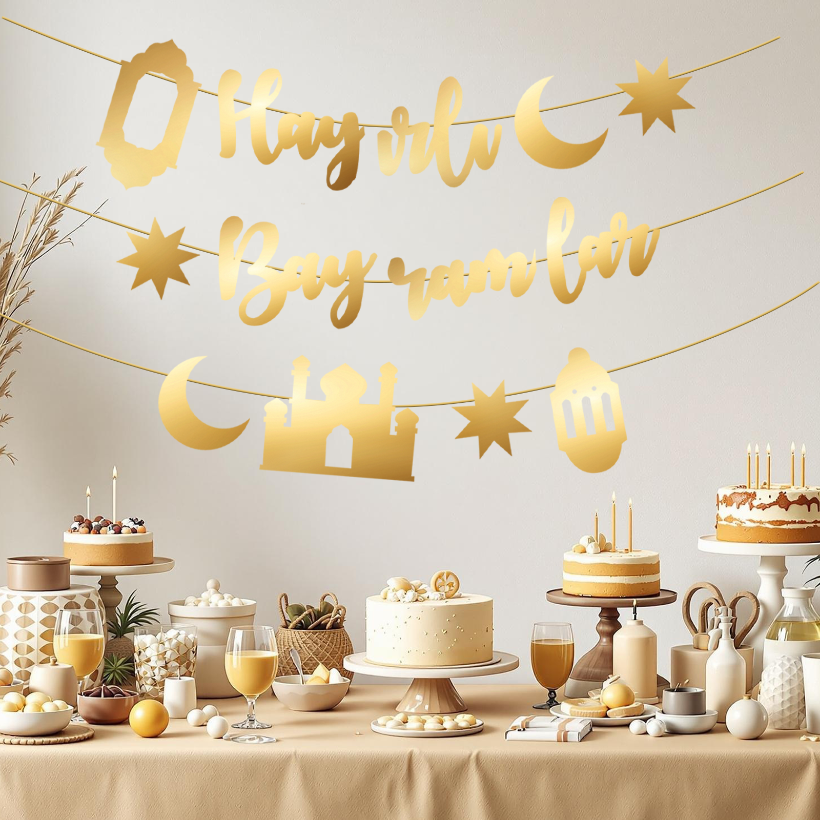 Hayirli Bayramlar Garland Deco – обзор и цена Party Banner Gold