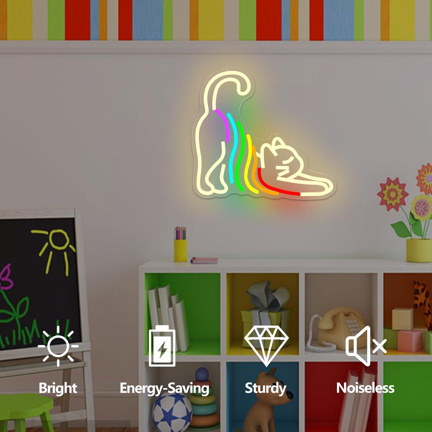 Rainbow Stretching Cat Neon Si – обзор и цена Neon Sign Party