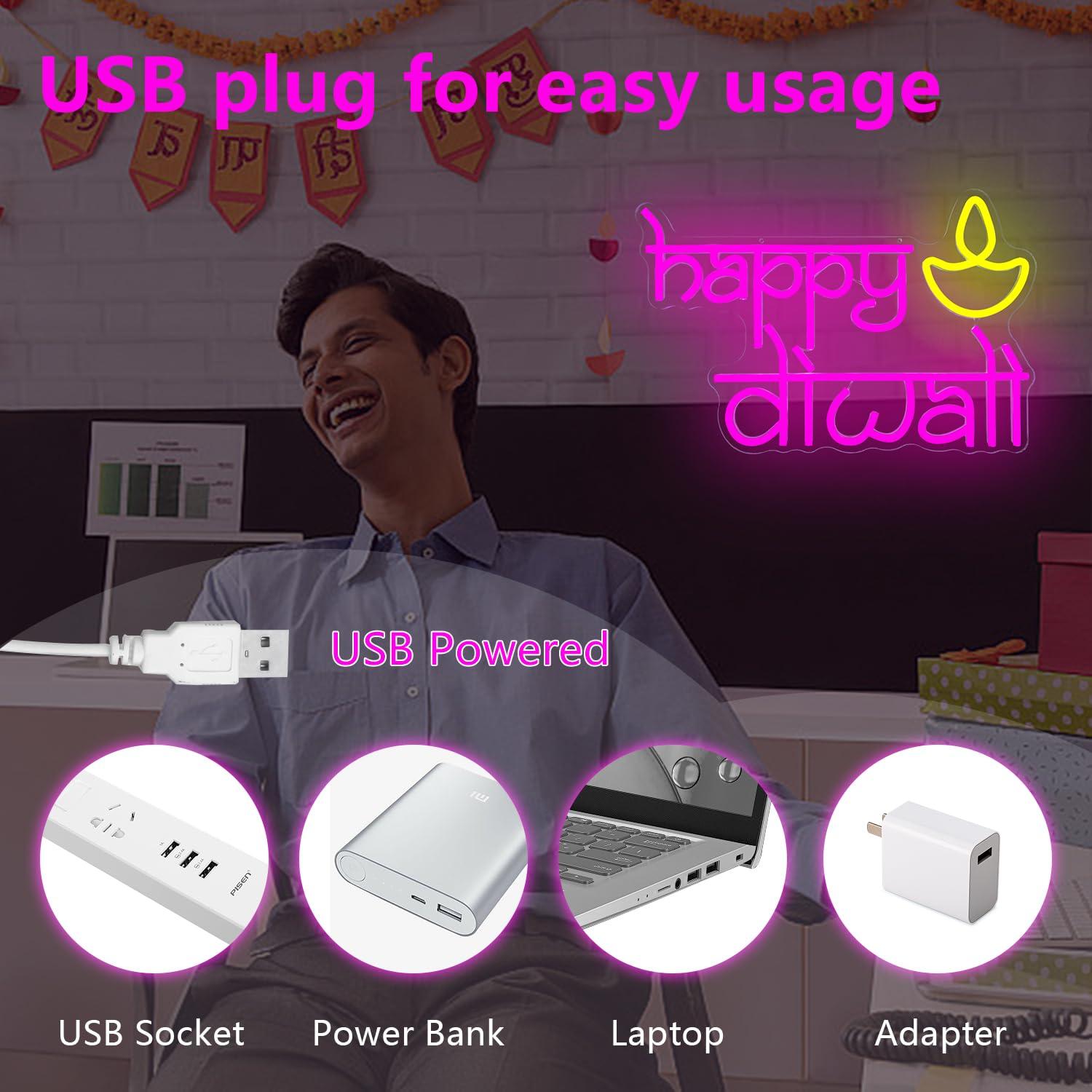Happy Diwali Neon Sign USB Pow – обзор и цена Neon Sign Party