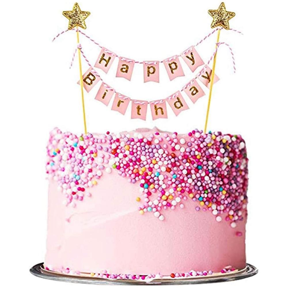 Happy Birthday Cake Flags DIY  – обзор и цена Party Banner Gold