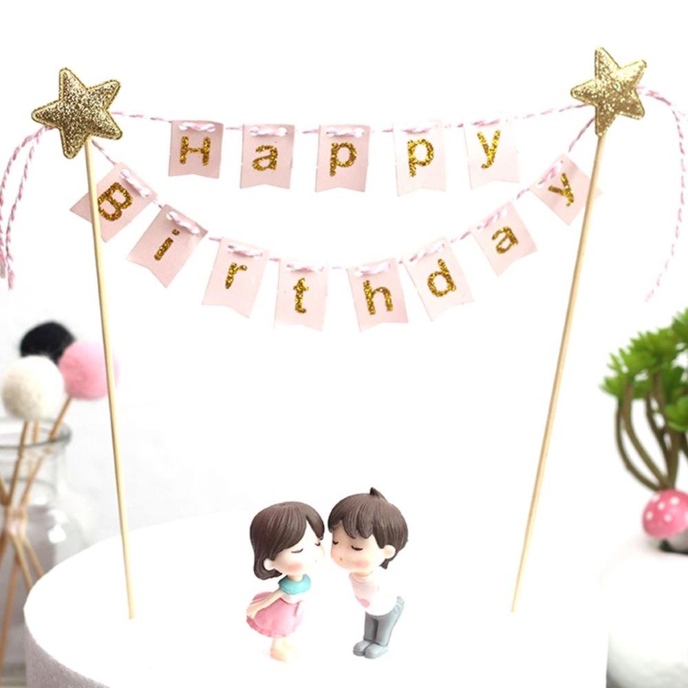 Happy Birthday Cake Flags DIY  – обзор и цена Party Banner Gold