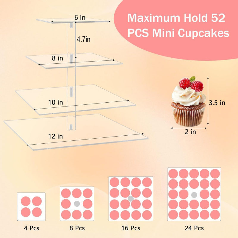 YestBuy 4 Tier Acrylic Cupcake – обзор и цена Cupcake Stand Tier