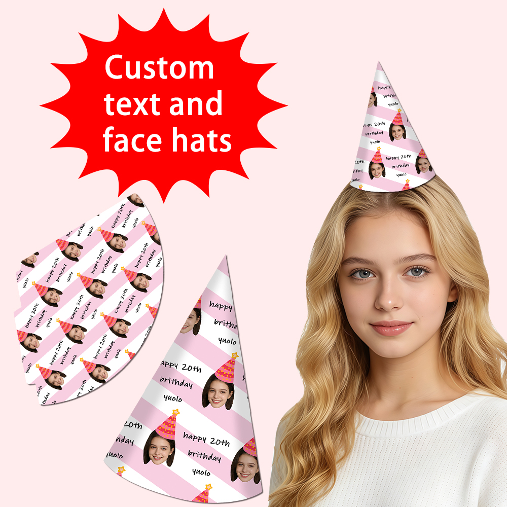 8pcs Custom Text and Photo Fac – обзор и цена Party Hat Cone