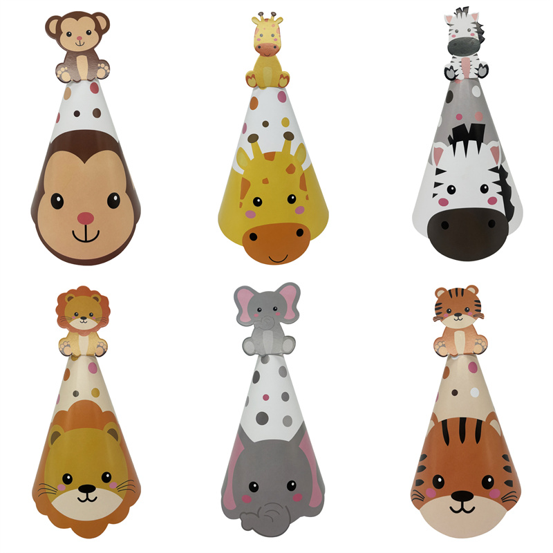 6Pcs Jungle Animal Paper Hats  – обзор и цена Party Hat Cone