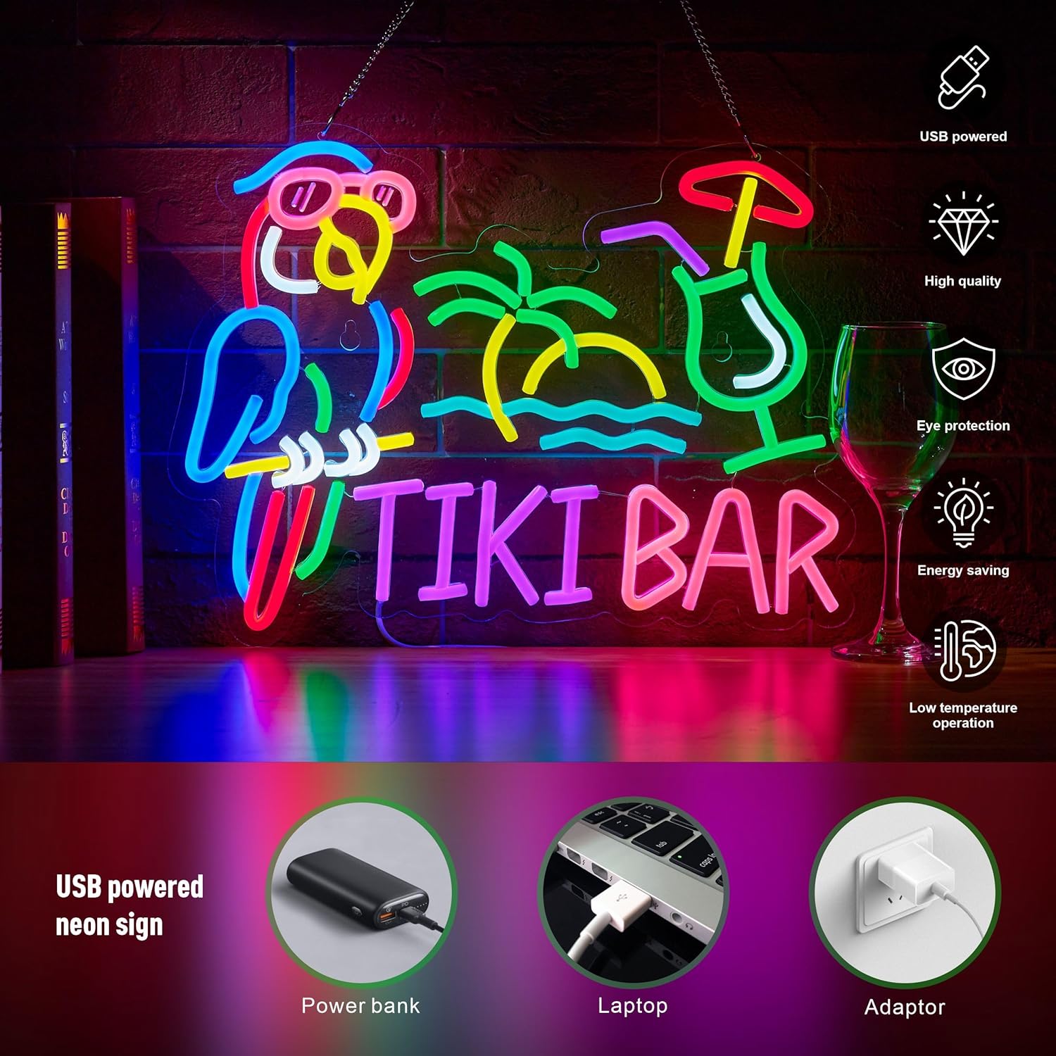 Tiki Bar Parrot Palm Tree Neon – обзор и цена Neon Sign Party