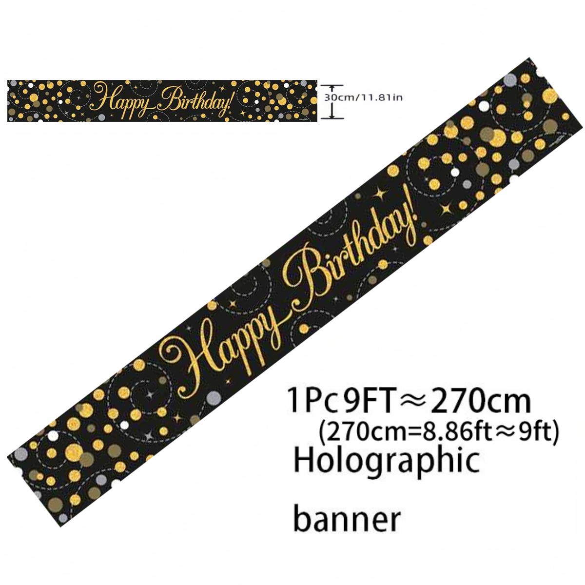Black Gold Holographic Birthda – обзор и цена Party Banner Gold