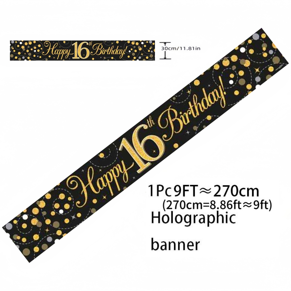 Black Gold Holographic Birthda – обзор и цена Party Banner Gold