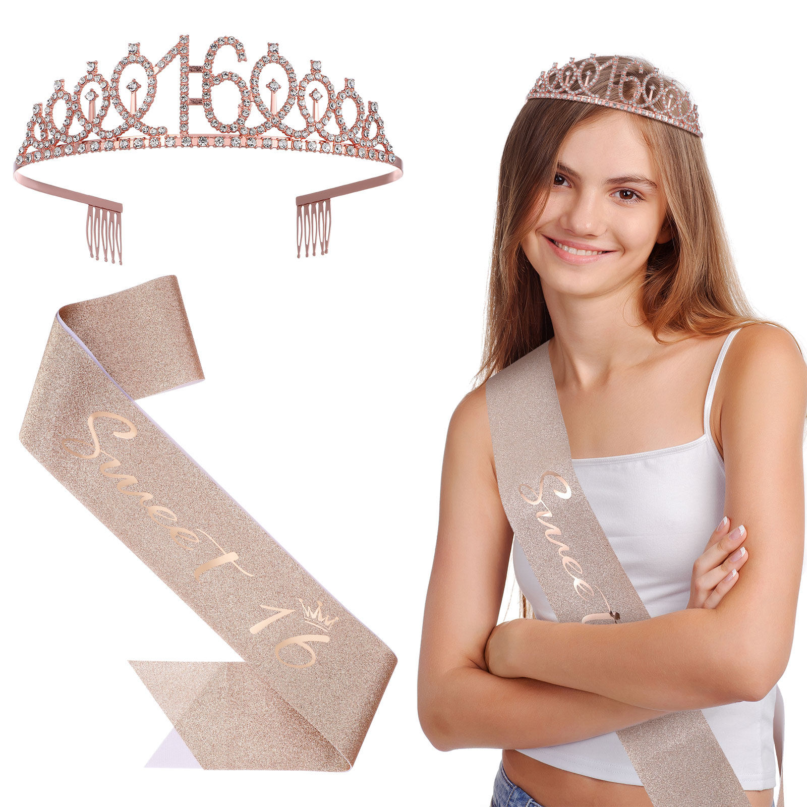 1Set Glittering Birthday Tiara – обзор и цена Birthday Sash Glitter